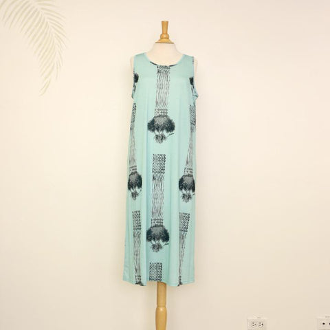summer-a-line-dress-turquoise-lauhala-tapa-print