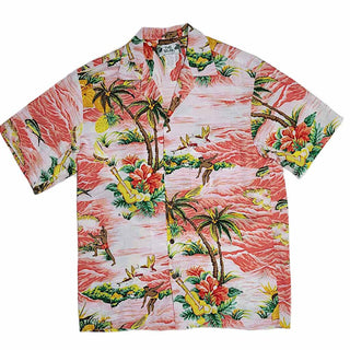 Light Pink Hibiscus Print Aloha Shirt | Pink Men's Shirt