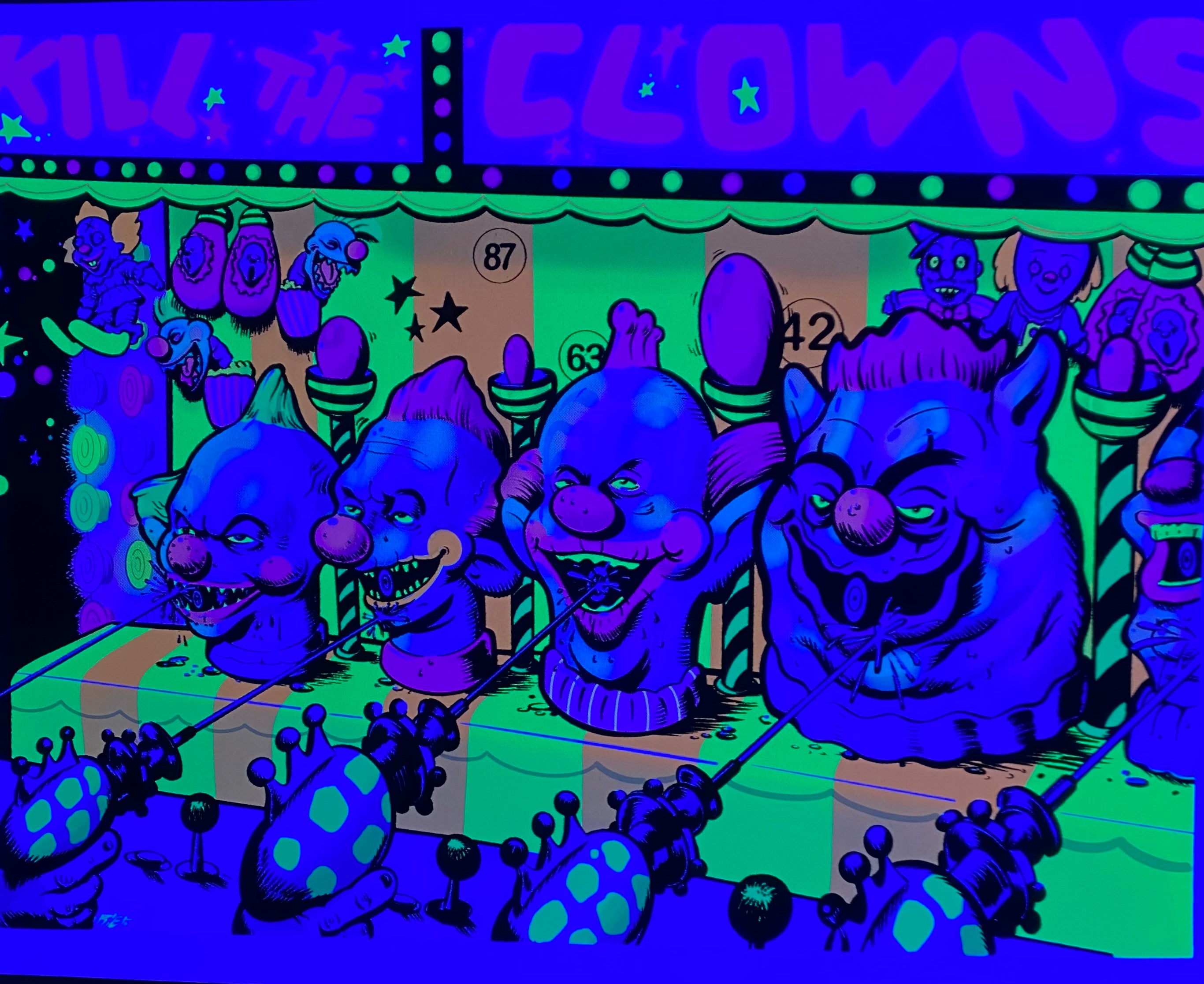 Kill The Klowns Parody Blacklight Print One Man Riet 