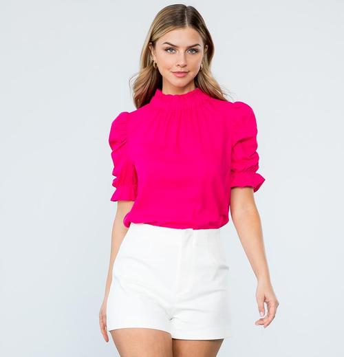 Magenta Lady Ruched Sleeve Top – shopjjune