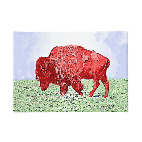 Bison Art Print - Bright Red Bison