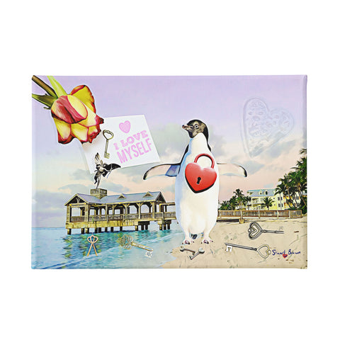 Penguin on Beach - I Love Myself Art Print