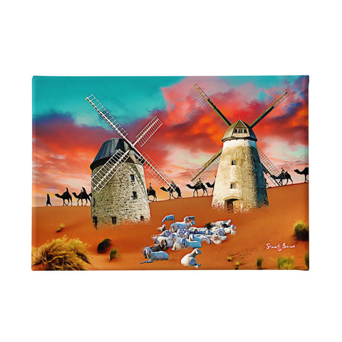 Windmills in a Desert - Desert Art Print