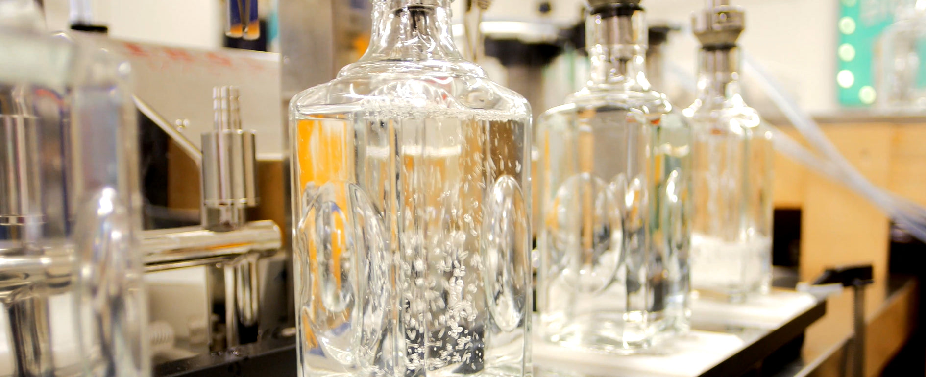 Bottling Brighton Gin at the gin distillery in Sussex