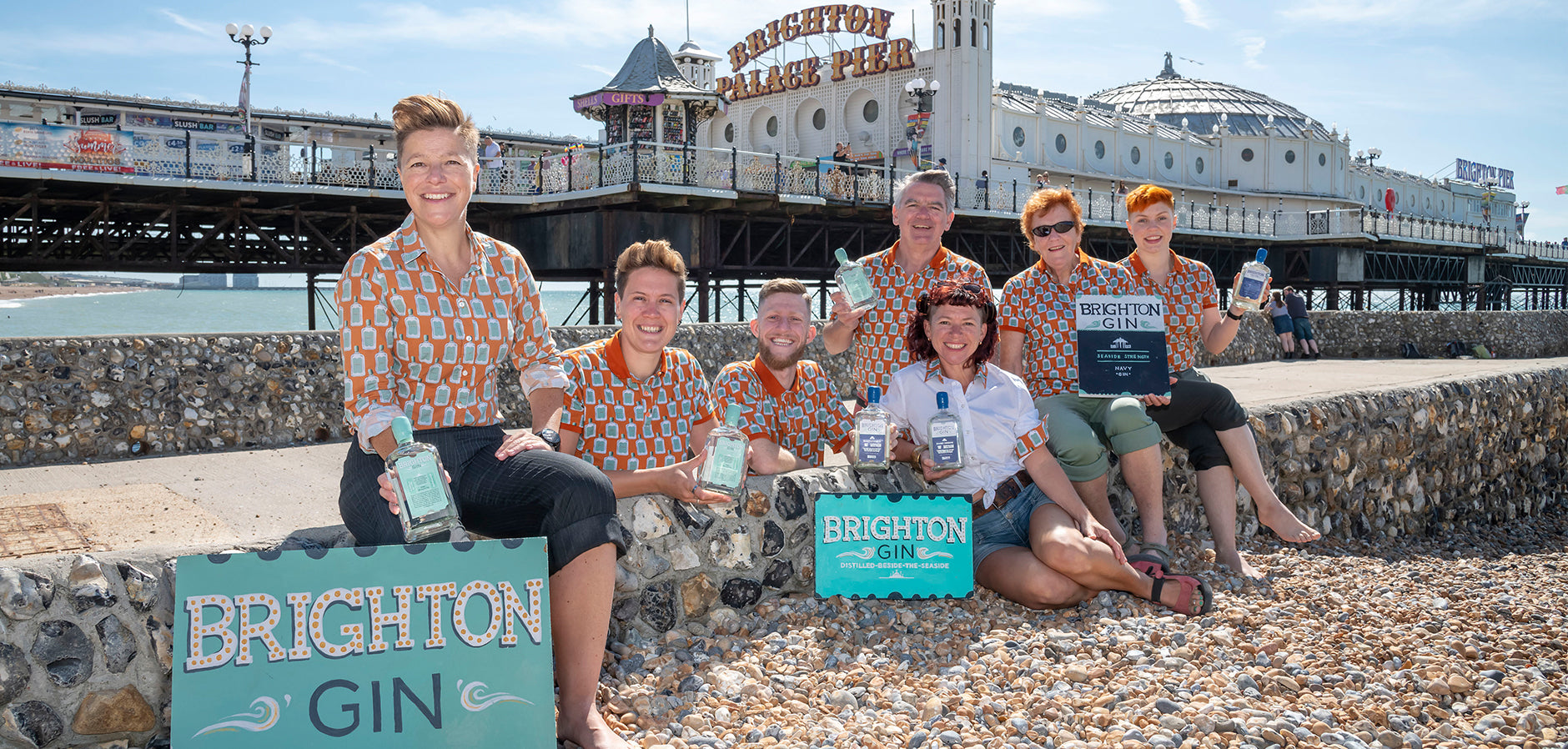 Award winning Brighton Gin's team by Brighton pier