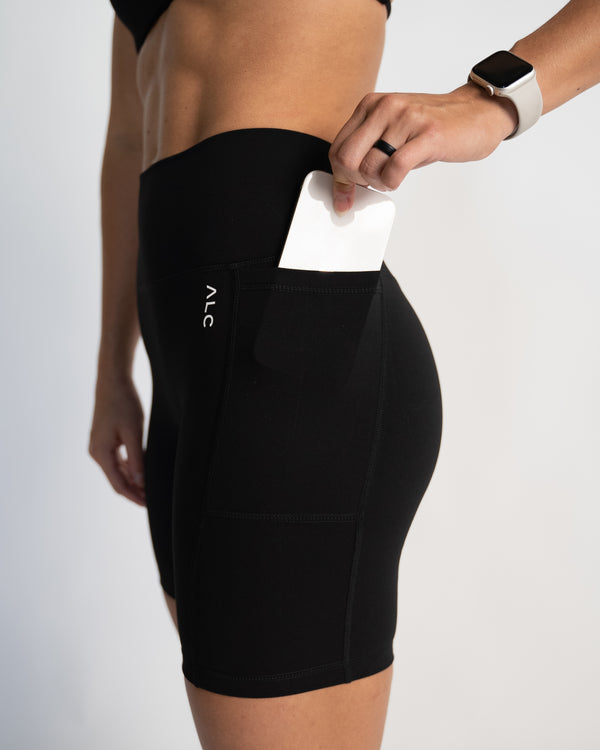 Kickstart High Waist FlexiRib Mini Shorts in Black