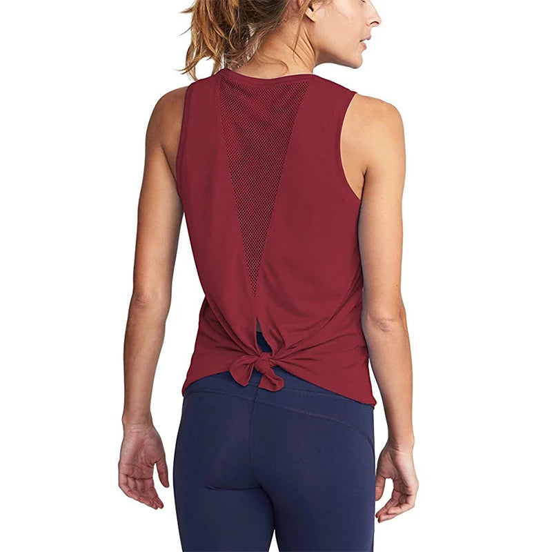 Women Yoga Tank Tops Sexy Mesh Back Fitness Yoga Shirts Sleeveless Workout Running T Shirt Quick Dry Sports Vest Ladies