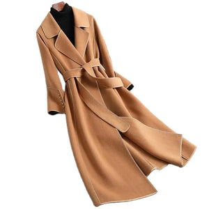 2023 Female Autumn Winter Solid Color Korean Slim Thin Woolen Coat Women Mid-length Woolen Quilted Velvet Thickened CoatA679 - Nellie's Way Beauty, Inc.