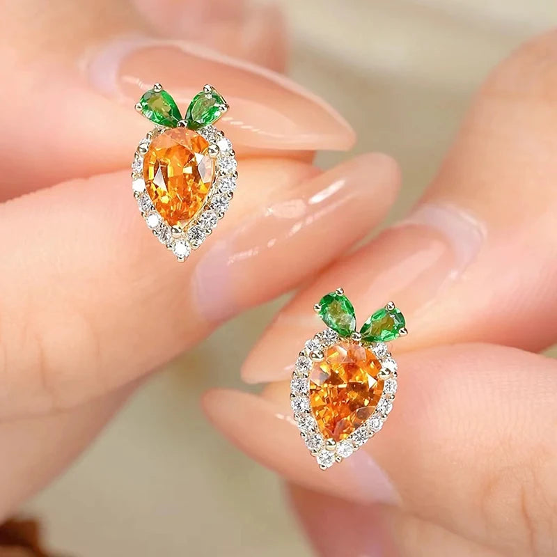 Childlike carrot ring light luxury sweet earrings for women