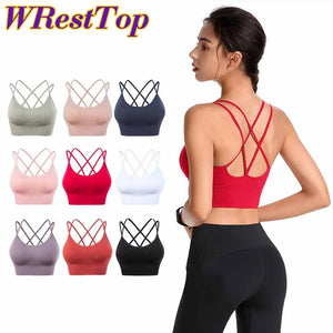 Women Strappy Sports Bras Seamless Criss Cross Back Sexy Padded Fitness Yoga Vest Gym Running Crop Top Breathable Beauty Bras - Nellie's Way Beauty, Inc.