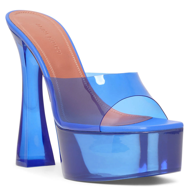 Amina Muaddi | Dalida blue pvc mule sandals | Savannahs