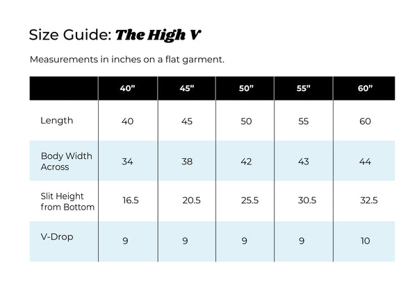 Size Guide: The High V – kaftko