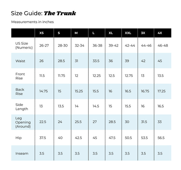 Size Guide: The Trunk – kaftko
