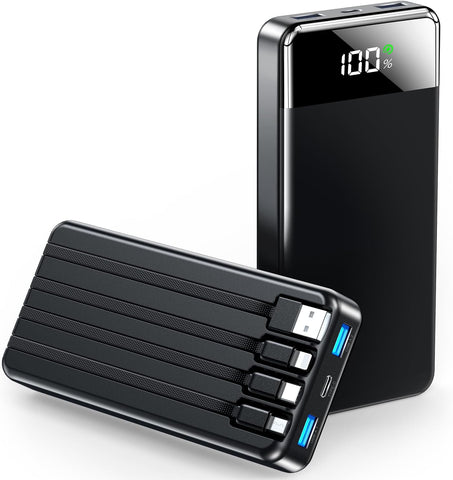 SABANI Portable Charger 35000mAh Power Bank - Portable Battery with 4 Built in Cables, 22.5W Fast Charging Battery Pack