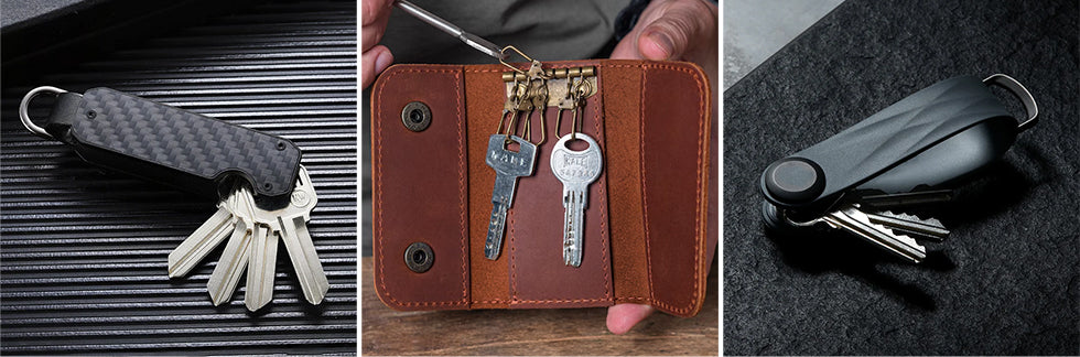 Key Organizer materials include carbon fiber, leather, and TPU