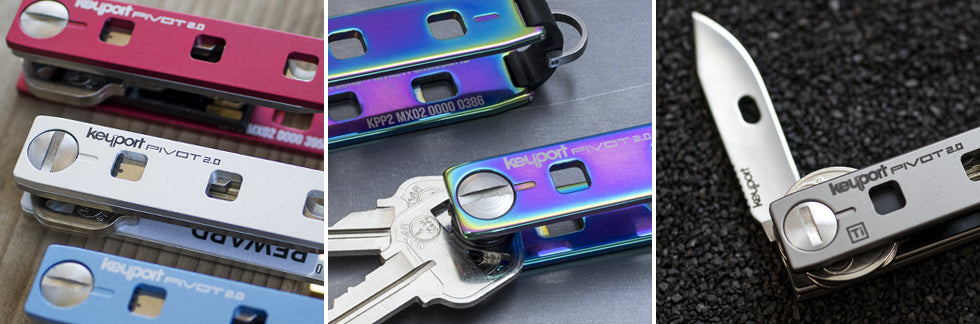 Keyport Pivot material options include aluminum, stainless steel, and titanium