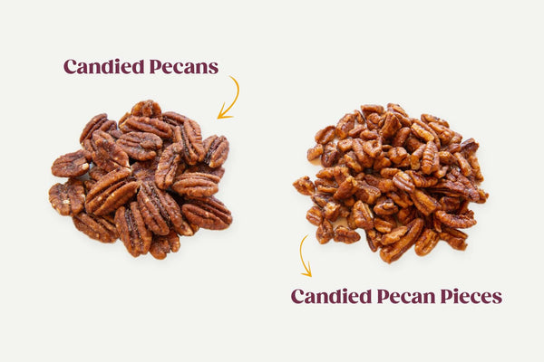 Santé Nuts - Candied Pecans vs Candied Pecan Pieces - Wholesale & Bulk Nuts