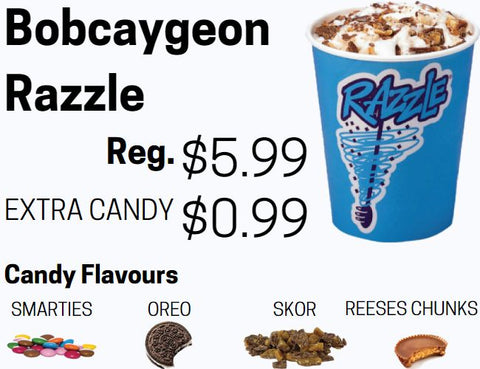 Cost for Bobcaygeon Razzle milkshake | Bigley's Sweet Treats, Bobcaygeon
