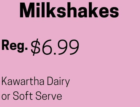 Cost for milkshakes | Bigley's Sweet Treats, Bobcaygeon