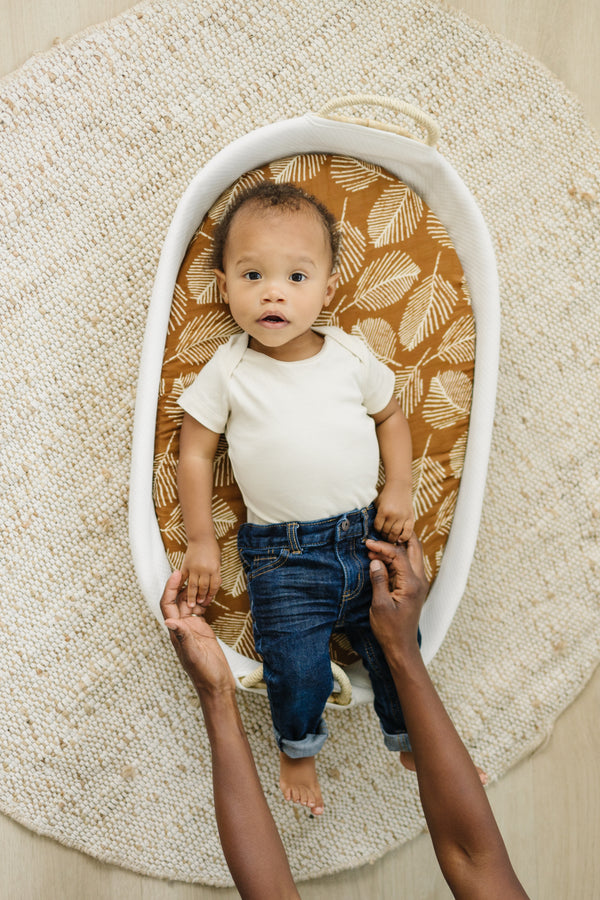 Baby Changing Basket, Woven Cotton Rope Moses Basket with Tufted Mattress  Pad and Small Storage Basket, Changing Table Topper for Baby Girls and  Boys