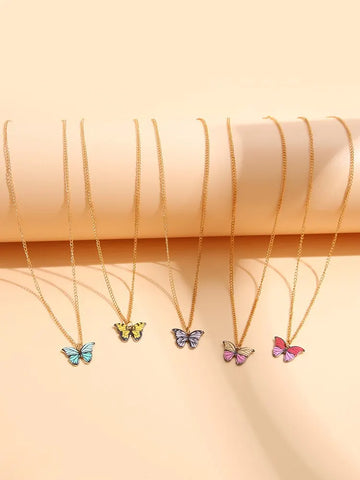 5 pieces butterfly necklaces / Minikauf.ch