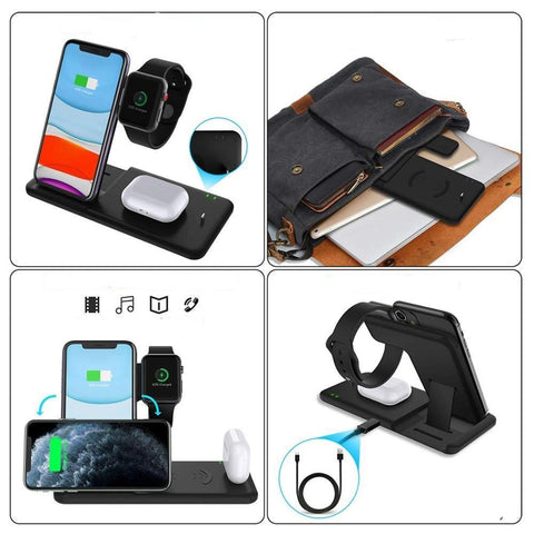 Foldable charging station for Qi devices, Samsung, iPhone, Airpads, Apple Watch / Minikauf.ch