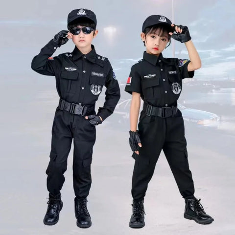 Black children's police officer costume / Minikauf.ch