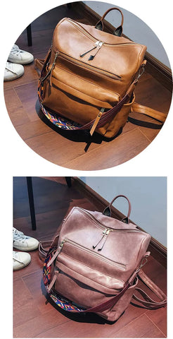 Leather retro backpack women / Minikauf.ch