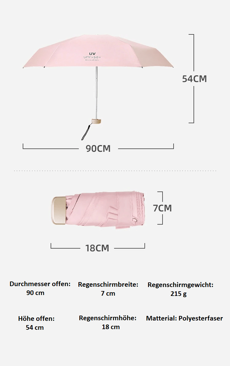 Mini Taschen-Regenschirm in Handyformat / online kaufen