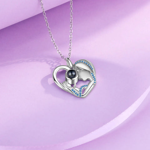 Mother and daughter heart necklace with individual photo / Minikauf.ch