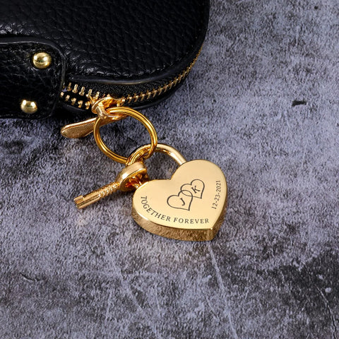 Personalized heart padlock with key / Minikauf.ch