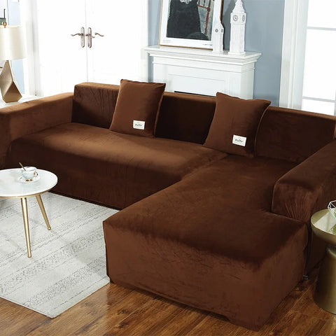 Plush stretch sofa cover, one color / Minikauf.ch