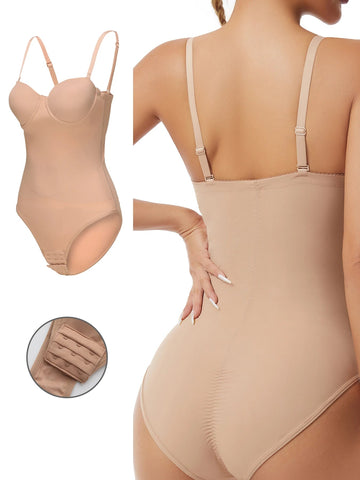 Figure-shaping bodysuit with tummy control & push-up effect, beige / Minikauf.ch