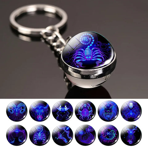 Luminous glass ball keychain / Minikauf.ch
