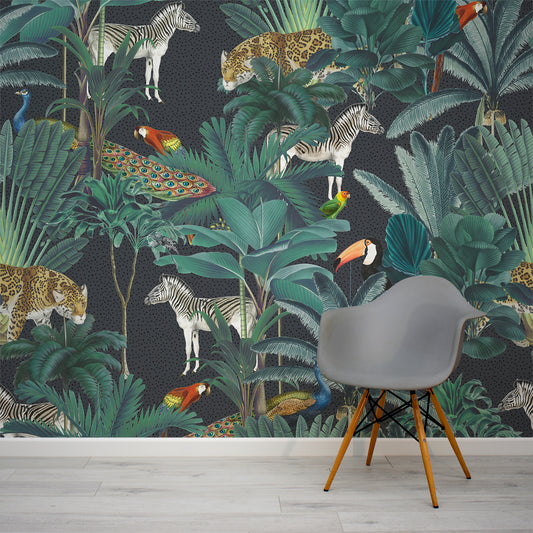 Panel circular para paredes de interior fabricado en papel tapiz multicolor  Animals of Africa WallArt