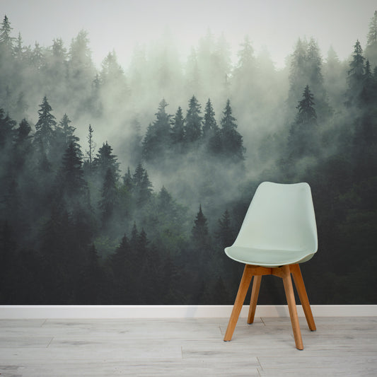 wall26 - Foggy Forest - Removable Wall Mural | Self-Adhesive Large  Wallpaper - 100x144 inches