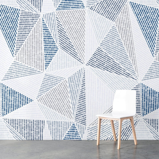 Senary - Papier peint Hexagone 3D Bleu-Gris