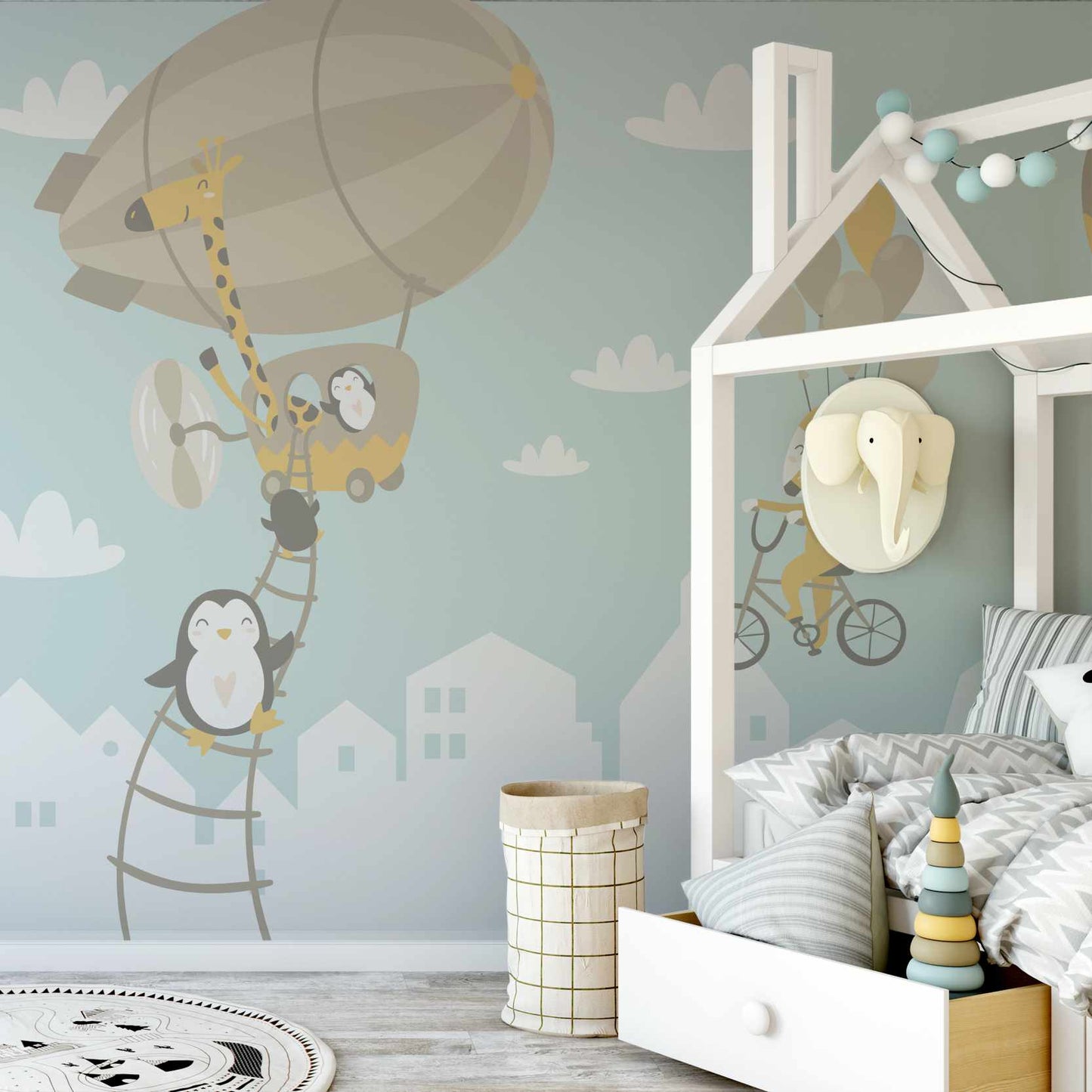 Aquaked wallpaper mural in a childs bedroom | WallpaperMural.com