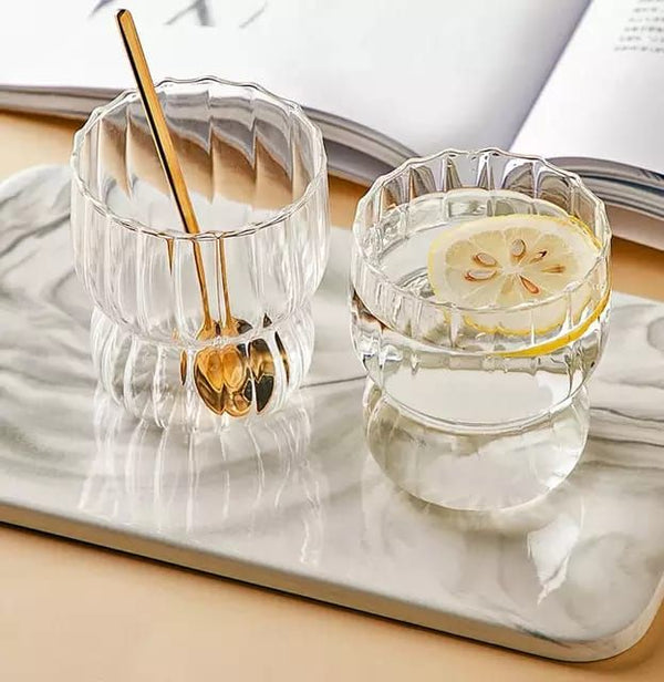 Ribbed Clear Glass Tea Coffee Mug – Kath&Kin