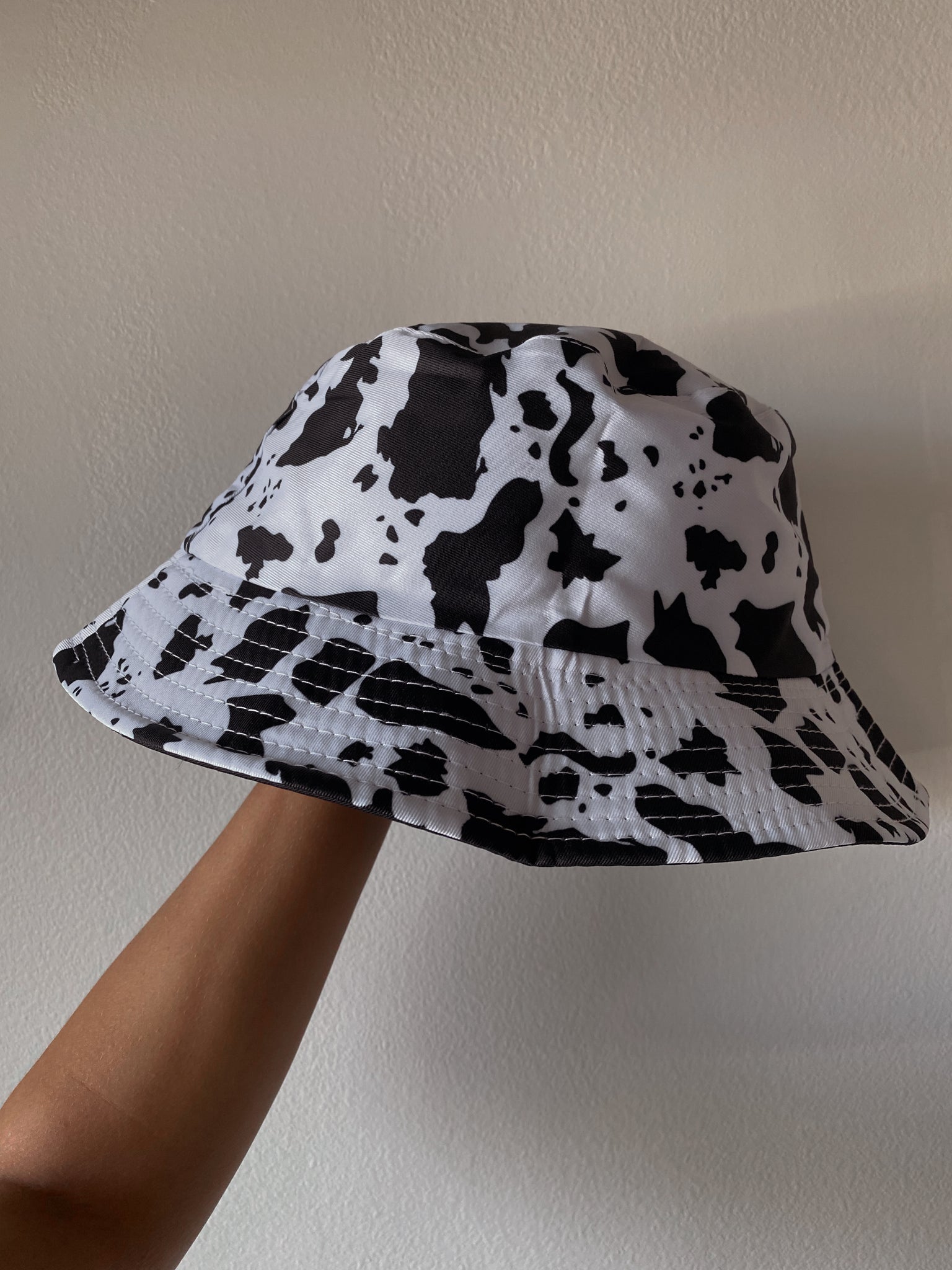 reversible cow print bucket hat