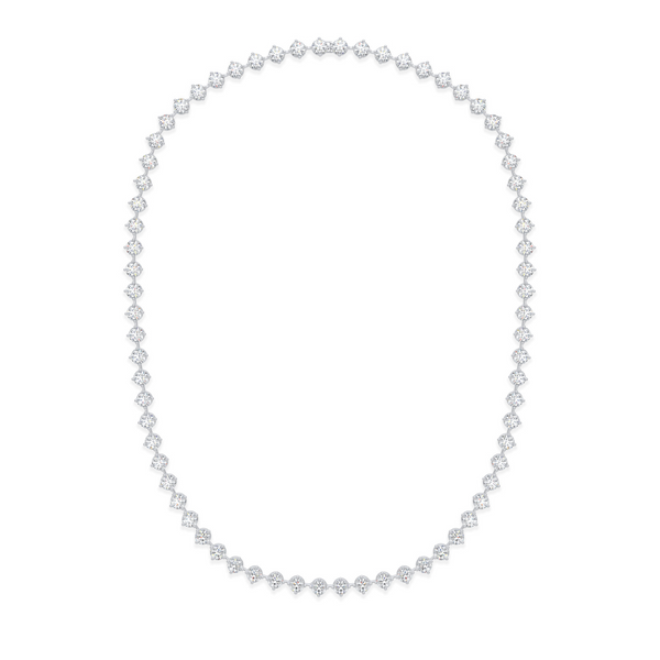 Hilton Diamond Toggle Necklace with Removable Pave Heart Charm and French Cable Chain 14K White Gold