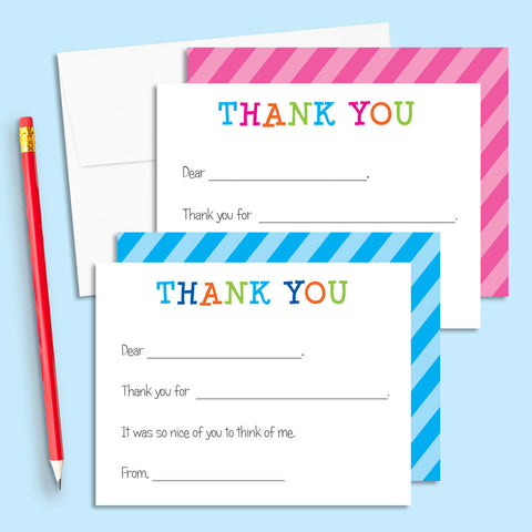 Fill in thank you notes for kids