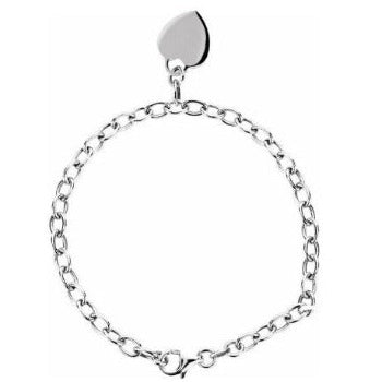 Engravable Heart Rolo Bracelet in Sterling Silver