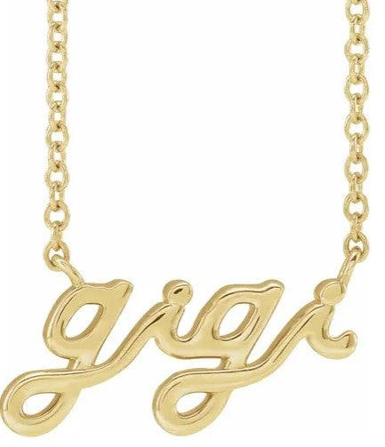 Gigi Script Necklace in 14K Yellow Gold