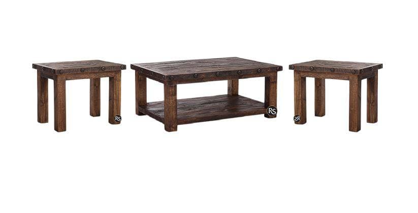 GRAND HACIENDA TRUNK COFFEE TABLE AND TWO TRUNK END TABLES