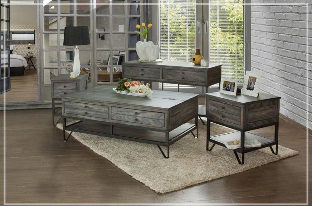 GRAND HACIENDA TRUNK COFFEE TABLE AND TWO TRUNK END TABLES