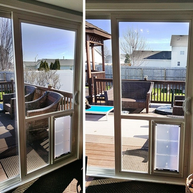 patio door with pet door built in