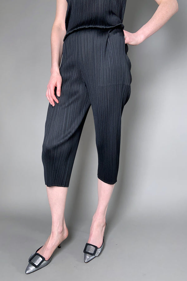 Pleats Please Issey Miyake Basics Cropped Pants in Light Grey