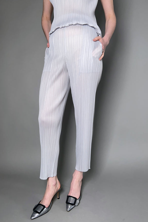 Pleats Please Issey Miyake Straight Pleated Pants in Gray