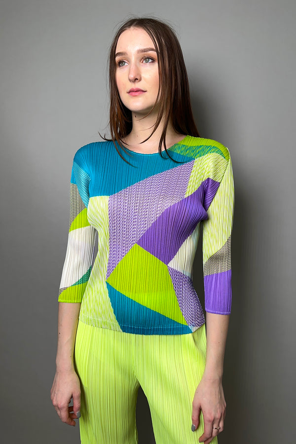 Pleats Please Issey Miyake Crossroad Dress in Lime Green and